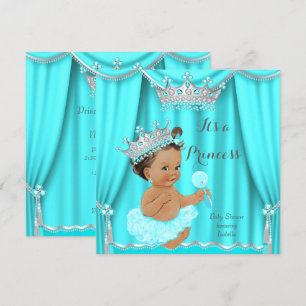 Invitación Chorreo de Agua Princesa Baby Shower Plata Morena