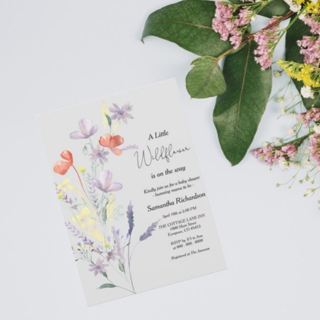 Invitación Chorreo de bebé boho de flor silvestre (Subido por el creador)