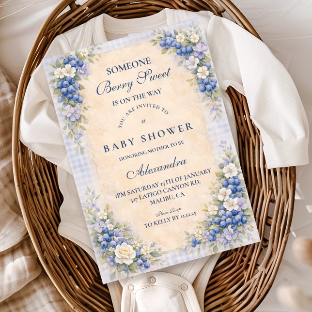 Invitación Chorreo de Bebé de Arándano Azul Suave (Subido por el creador)