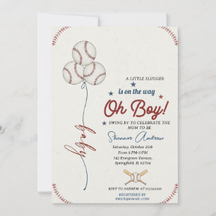 Invitación Chorreo de bebé de béisbol editable novato