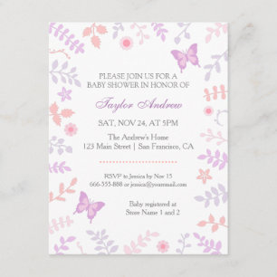 Invitación Chorreo de bebé de mariposa floral de primavera pa