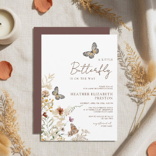 Invitación Chorreo de Bebé de Mariposa Pequeña Flor Silvestre