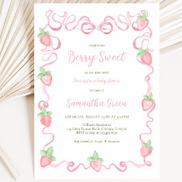 Invitación Chorreo de Bebé Dulce Fresa Rosa