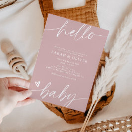 Invitación Chorreo de bebé elegante moderno dusty pink