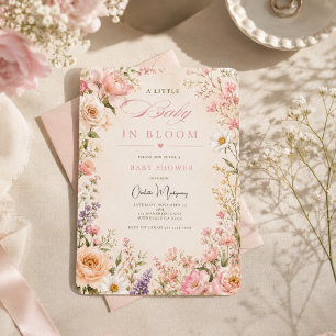 Invitación Chorreo de Bebé en Flor Acuarela