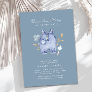 Invitación Chorreo de bebé en mezclilla moderna azul 