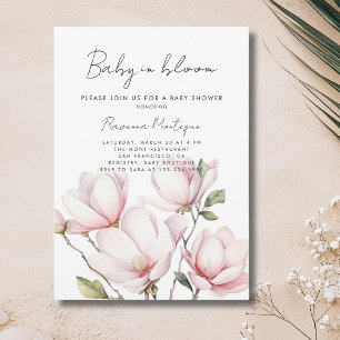 Invitación Chorreo de bebé Floral Rubor Magnolia Baby Shower