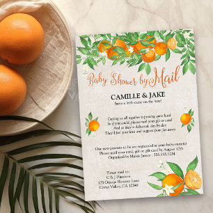 Invitación Chorreo de bebé Little Cutie de naranja cítrica po