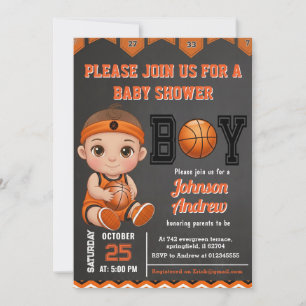 Invitación Chorreo de bebé personalizado de baloncesto