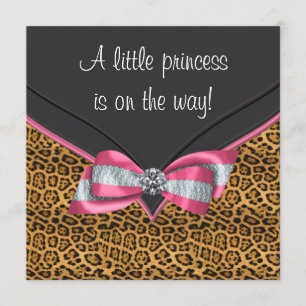 Invitación Chorreo de Bebé Princesa Guepardo Rosa
