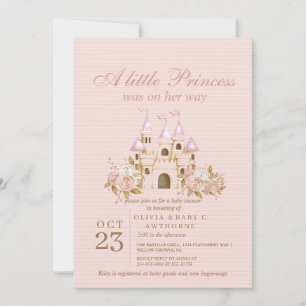 Invitación Chorreo de Bebé Princesa Rosa Rubor