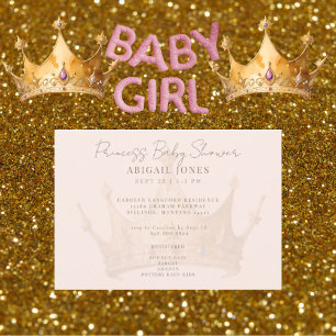 Invitación Chorreo de bebé Princess Tiara Blush
