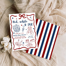 Invitación Chorreo de bebé rojo blanco y patriótico