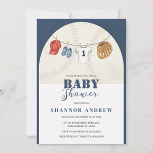 Invitación Chorreo de Béisbol Personalizado para Baby Shower 