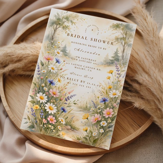 Invitación Chorreo de boda Blush y prado azul (Subido por el creador)