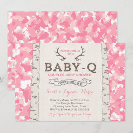 Invitación Chorreo de Camuflaje Rosa Baby Shower Co-ed para N