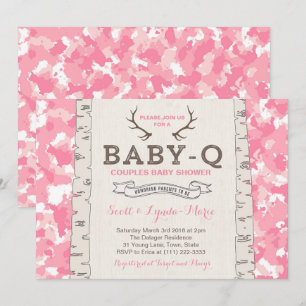 Invitación Chorreo de Camuflaje Rosa Baby Shower Co-ed para N