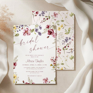 Invitación Chorreo De Flor Silvestre Rosa Novia