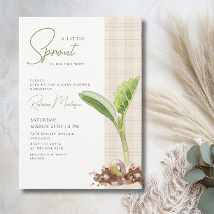 Invitación Chorreo de Gingham Marrón Baby Shower