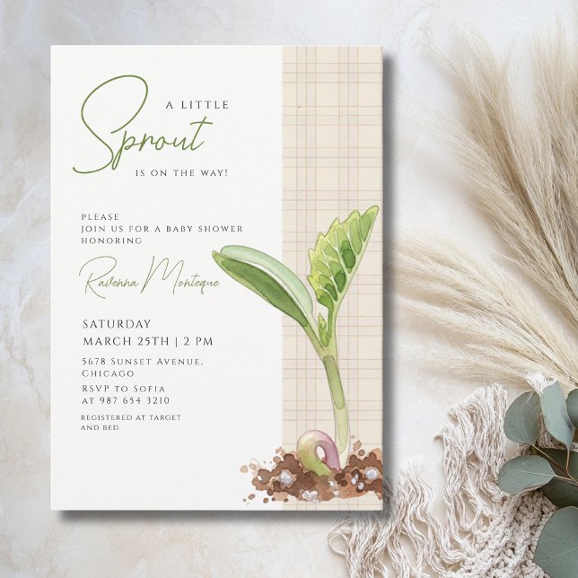 Invitación Chorreo de Gingham Marrón Baby Shower (Subido por el creador)