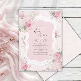Invitación Chorreo de Hortensias Rosadas Elegante Baby Shower