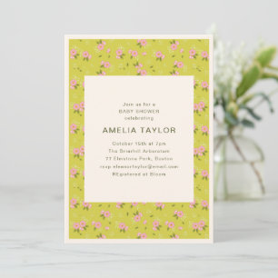 Invitación Chorreo de jardín floral vintage amarillo rosa par