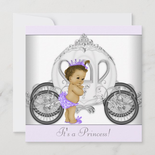 Invitación Chorreo De Lavanda Bebé Princesa (Anverso)