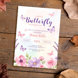 Invitación Chorreo de Mariposa Pastel Acuarela Baby Shower
