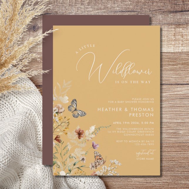Invitación Chorreo de Oro de Mariposa de Pradera de Bebé  (Subido por el creador)