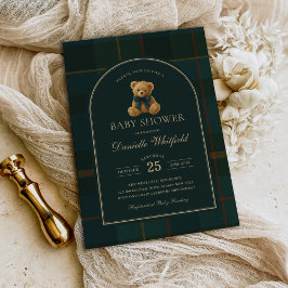Invitación Chorreo de oso de peluche de polo ecuestre para ba