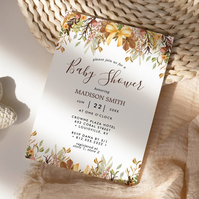 Invitación Chorreo de Otoño Floral Cumpleaños de Bebé Sin Gén (Subido por el creador)