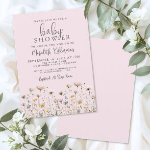 Invitación Chorreo de Rosa Flor Silvestre Baby Shower