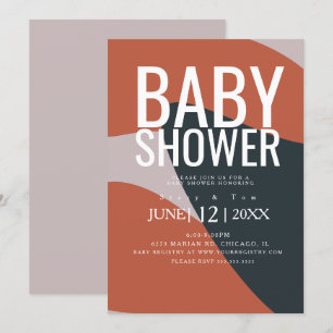 Invitación Chorreo de Terracota Orgánica Azul Tipografía Baby