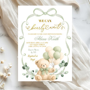 Invitación Chorreo de Verde Sabio Coquette Oso Baby Shower