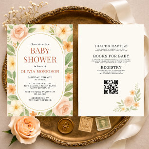 Invitación Chorreo Floral de Flores Silvestres en un Código Q