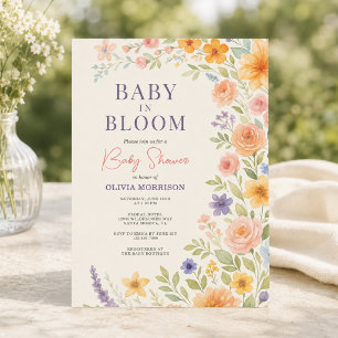 Invitación Chorreo Floral Infantil Ducha de Bebé