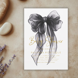Invitación Chorreo Negro Prep Personalizado para Baby Shower