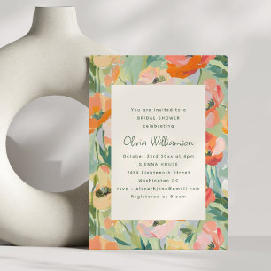 Invitación Chorreo Nupcial Floral Pastel Colorido