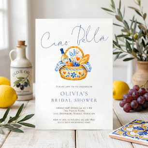 Invitación Chorreo Nupcial Minimalista Italiano Ciao Bella
