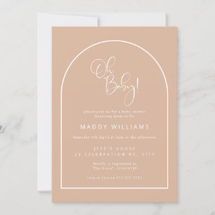 Invitación Chorreo Rosa Minimalista Letra Arco Oh Baby Shower