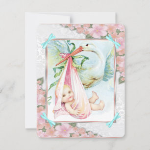 Invitación Chorreón de Bebé Azul Turquesa y Rosa