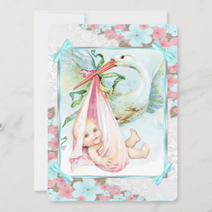 Invitación Chorreón de Bebé Azul Turquesa y Rosa