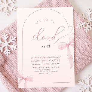 Invitación Chorrete Rosa Fiesta de Bebé con Lazo