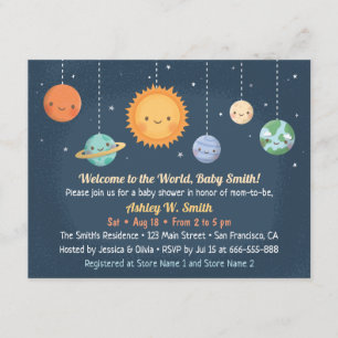 Invitación Chorrito del Sol y Planetas Espacio Baby Shower