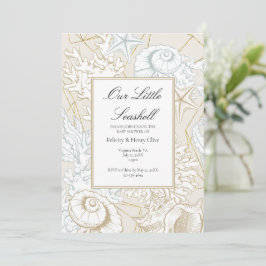 Invitación Chorro Baby Shower Conchas Marinas Náutico Océano 