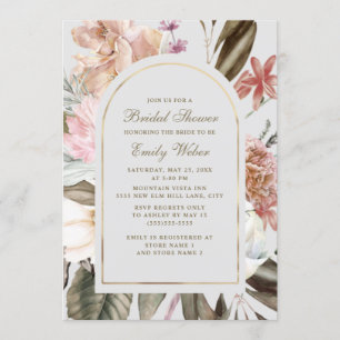 Invitación Chorro Boho Rosa Crema Bridal Shower
