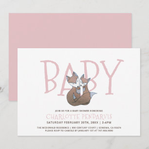Invitación Chorro de acuarela Cumpleaños de bebé Zorros del b