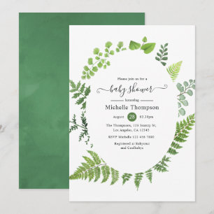 Invitación Chorro de acuarela de bosque de leñador para baby