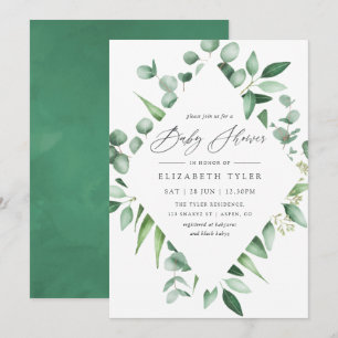 Invitación Chorro de acuarela de eucalipto Baby Shower