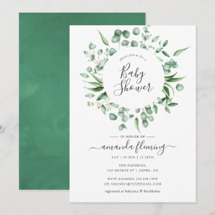 Invitación Chorro de acuarela de eucalipto Baby Shower